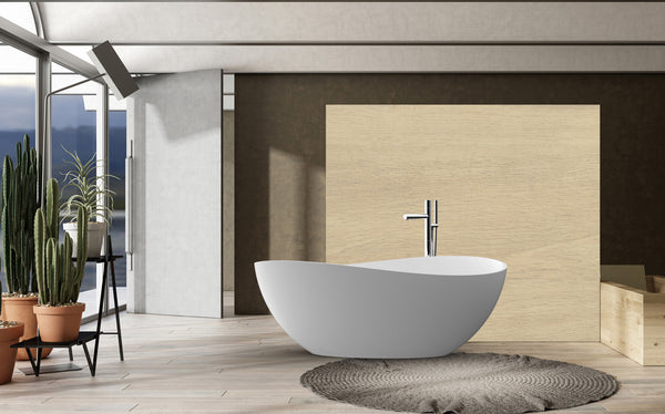 Cannes 63-inch Oval Solid Surface Tub with Matte Finish from Still Waters Bath