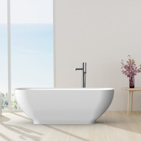 Visante 63-inch Oval Solid Surface Bathtub with Matte Finish