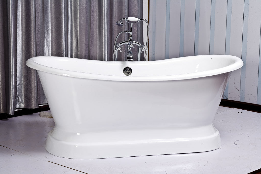 Veronica 68-inch Double Slipper Cast Iron Bathtub with