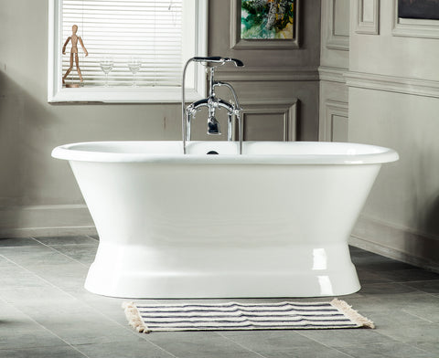 Marci 61-inch dual cast iron bathtub with pedestal