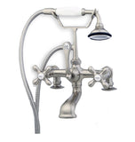 Low-rise 2" British Telephone Vertical Cross Handles Deck-Mount Faucet with Hand Shower