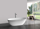 Vincini 63-inch Oval Solid Surface Bathtub with Towel Slot in Matte Finish