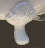 Close-up of White Tropical Foot for Taylor 71-inch Double Slipper Cast Iron Bathtub from Still Waters Bath