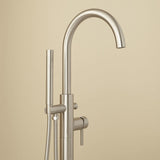 Detail view of Freestanding Floor-Mount Modern Faucet with Hand Shower