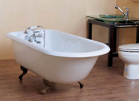 Ernest 61-inch cast iron roll top bathtub with Wall-Mount faucet from Still Waters Bath
