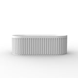 Overta 67-inch Oval Modern Solid Surface Bathtub with Grooved Stripes in Matte Finish