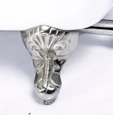 Close-up view of polished nickel ball-and-claw foot from Still Waters Bath