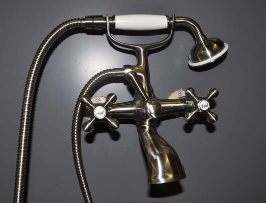 Ornate Vertical X-X Wall-Mount Faucet with Hand Shower - Still Waters Bath