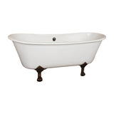 Charles 67-inch Double Slipper Cast Iron Bathtub with Oil-Rubbed Bronze Paw Feet