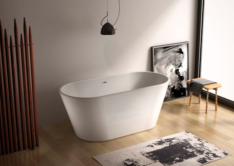 Easton 65-inch Dual Modern Oval Acrylic Bathtub