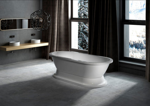 Edmond 70-inch Dual Acrylic Bathtub with Pedestal
