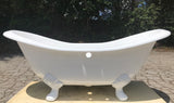 Taylor 71-inch Double Slipper Cast Iron Bathtub with White Tropical Feet from Still Waters Bath