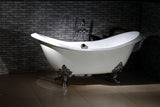 Taylor 71-inch Double Slipper Cast Iron Bathtub with Chrome Lion Paw Feet and Floor-Mount Faucet from Still Waters Bath