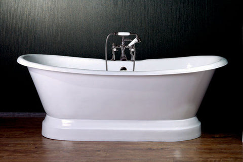 Manfred 71-inch cast iron double slipper bathtub with pedestal - Still Waters Bath - 1