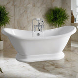 Beckett 69-inch Double Slipper Acrylic Bathtub with Deck Mount faucet