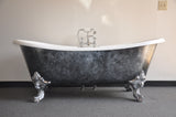 Vanessa 71-inch Double Slipper Cast Iron Bathtub painted silver with chrome Imperial Feet from Still Waters Bath