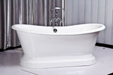 Veronica 68-inch Double Slipper Cast Iron Bathtub with Pedestal and Floor-Mount Faucet from Still Waters Bath