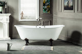 Charles 67-inch Double Slipper Cast Iron Bathtub with Oil-Rubbed Bronze Paw Feet and Deck-Mount Faucet