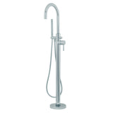 Chrome Freestanding Floor-Mount Modern Faucet with Hand Shower