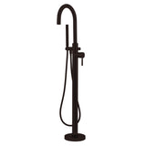 Oil-Rubbed Bronze Freestanding Floor-Mount Modern Faucet with Hand Shower