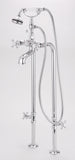 British Telephone Floor-Mount Faucet with Hand Shower