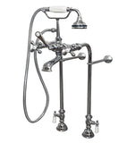 Freestanding Floor-Mount Faucet with Hand Shower and Wall Support