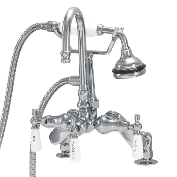 Gooseneck Deck-Mount Faucet with Hand Shower