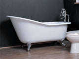 Samantha 61-inch Slipper Cast Iron Bathtub with Deck-Mount faucet and brushed nickel feet from Still Waters Bath