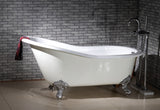 Samantha 61-inch Slipper Cast Iron Bathtub with Floor-Mount faucet and chrome feet from Still Waters Bath