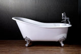 Samantha 61-inch Slipper Cast Iron Bathtub with Deck-Mount faucet and brushed nickel feet from Still Waters Bath