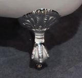 Close-up of chrome claw foot from Still Waters Bath