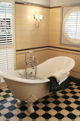 Taylor 71-inch Double Slipper Cast Iron Bathtub with White Lion Paw Feet and Deck-Mount Faucet from Still Waters Bath